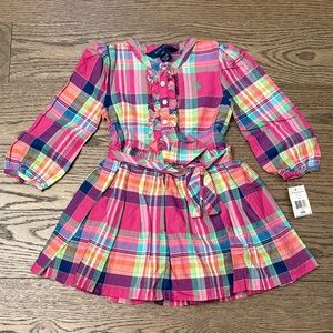 NWT Ralph Lauren Colorful Madras Plaid Dress with Belt